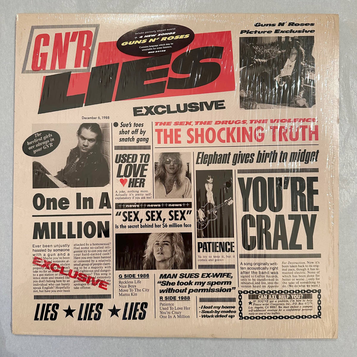 ■1988年 US盤 GUNS N’ ROSES - G N' R Lies 12”LP GHS 24198 Geffen Recordsの画像1