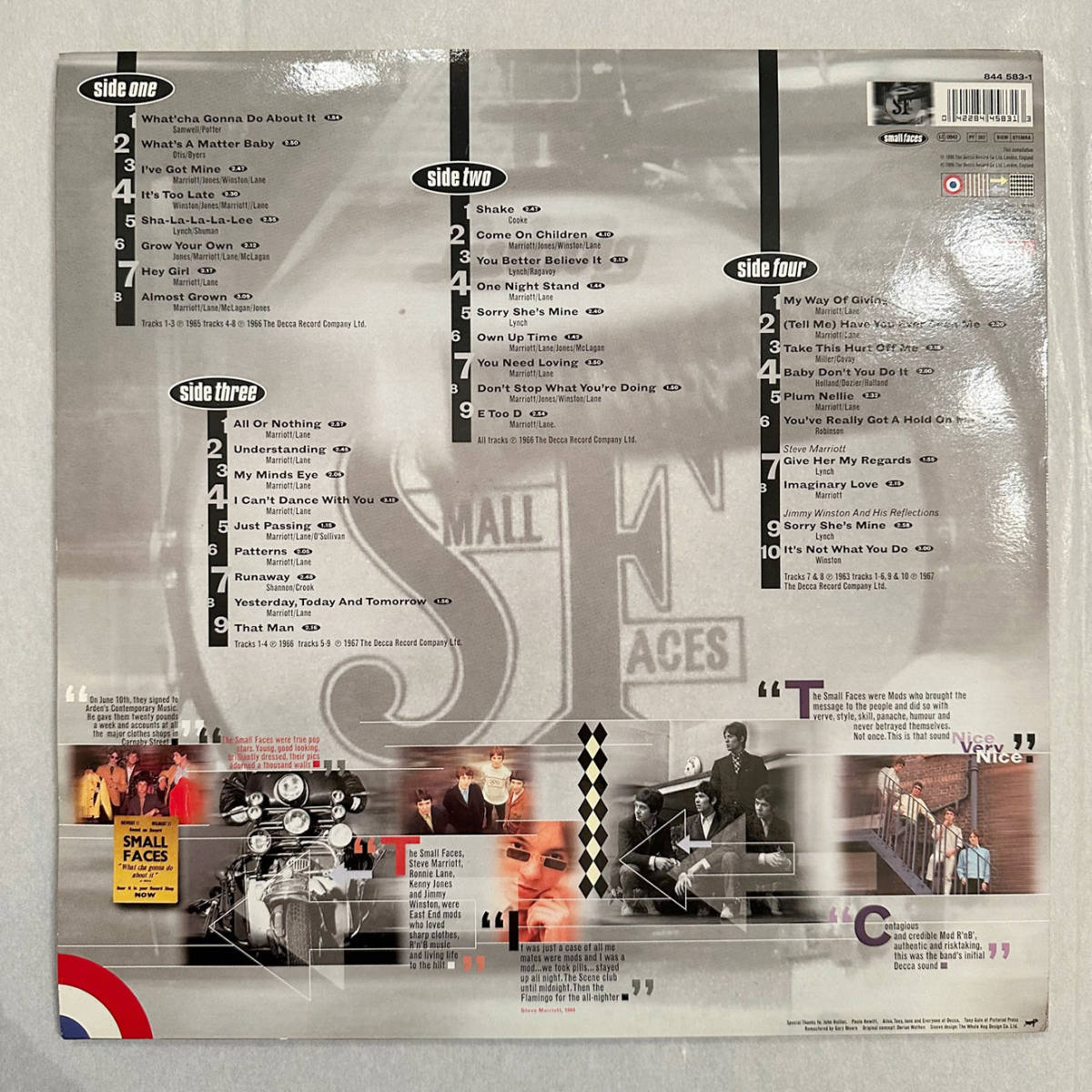 ■1996年 UK盤 オリジナル 新品 Small Faces - The Decca Anthology 1965-1967 2枚組 12”LP 844 583-1 Deram_画像2