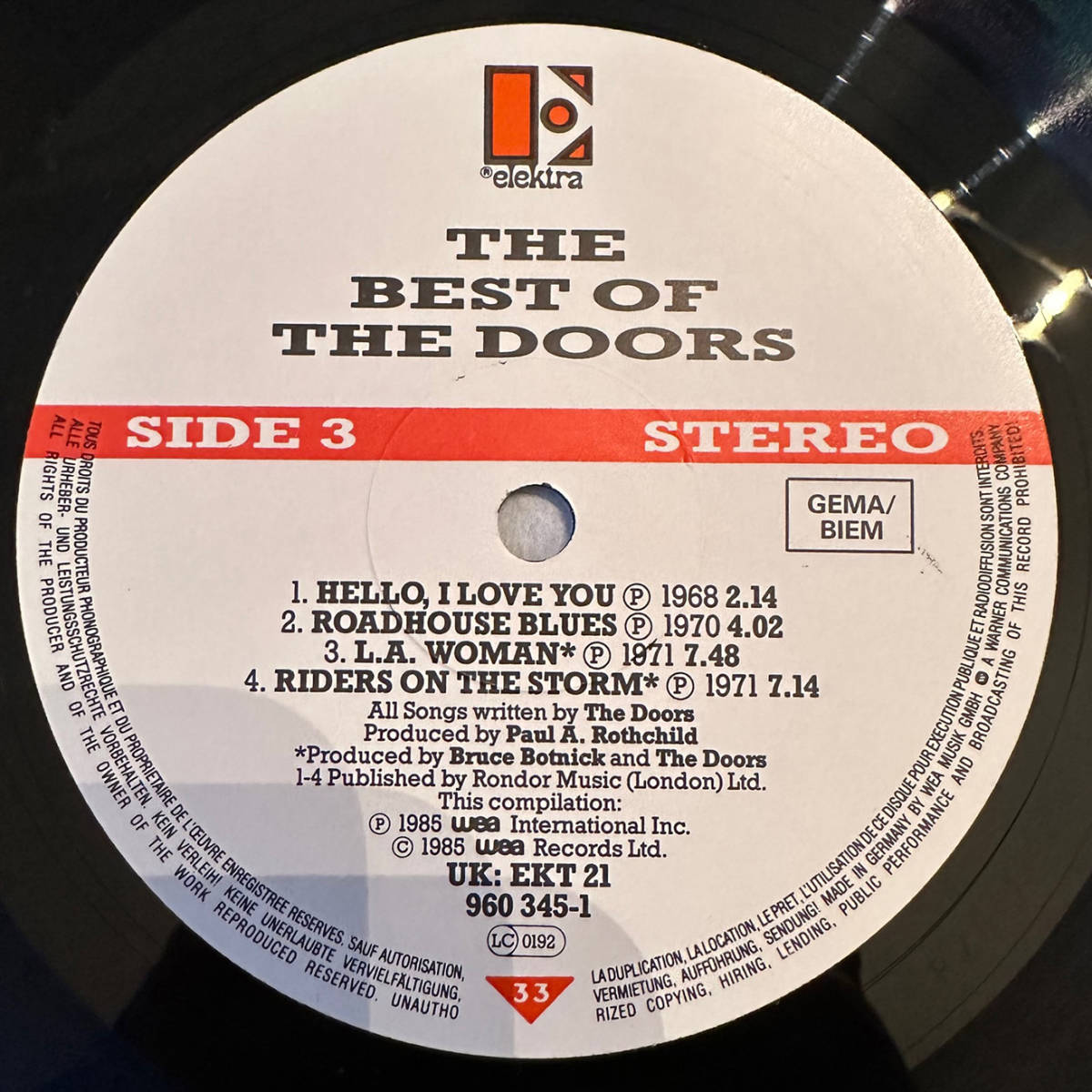 #1985 year Europe record original The doors - The Best Of The Doors 2 sheets set 12~LP 960 345-1 Elektra