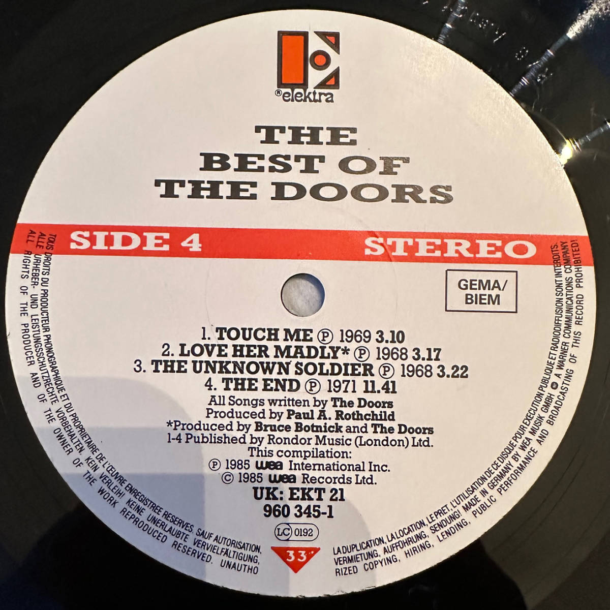 #1985 year Europe record original The doors - The Best Of The Doors 2 sheets set 12~LP 960 345-1 Elektra