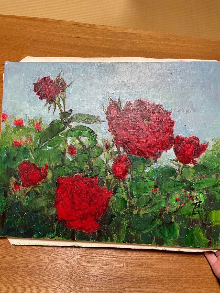 2021春の新作 油絵・油彩画 日野 皖 『薔薇』 油絵・油彩画 Ｆ６(６号