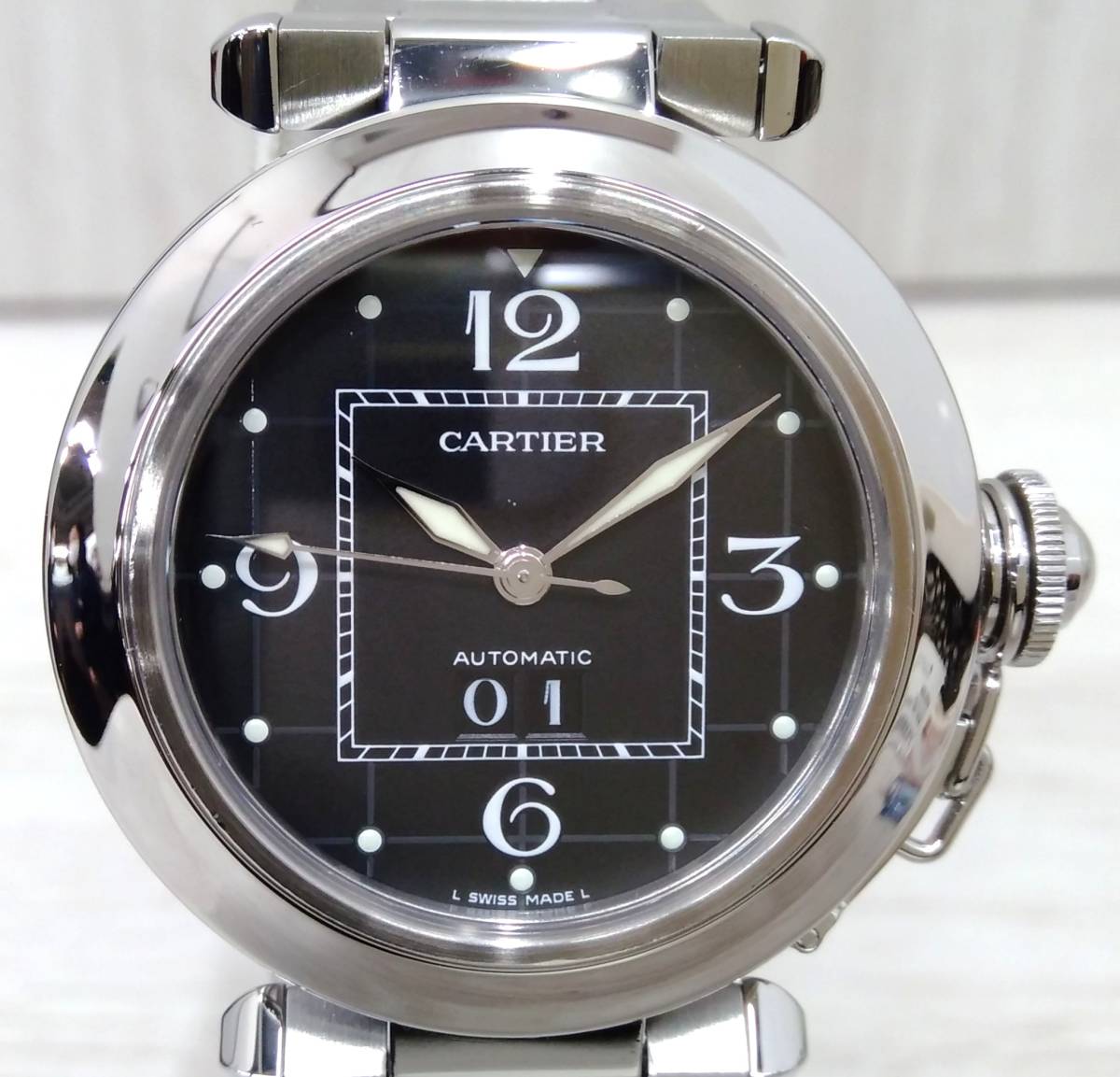 Cartier カルティエ パシャC ビッグデイト 2475／820***** 自動巻き 腕時計 【2022/05・OH済】箱・取説あり
