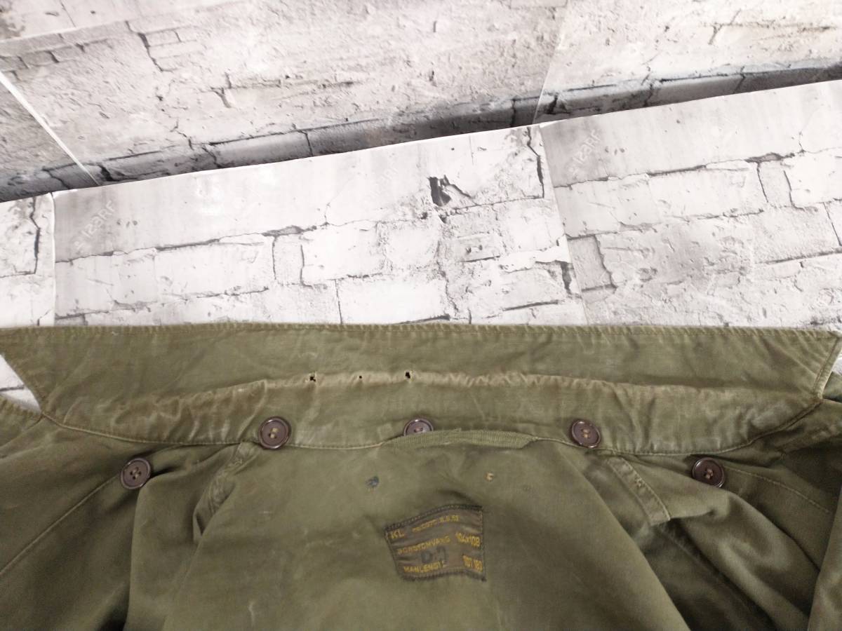 オランダ軍 NATO FIELD JACKET フィールドジャケット エポレット ウエストドローコード ミリタリー 104×108 グリーンカーキ 店舗受取可_襟汚れあり、破れあり