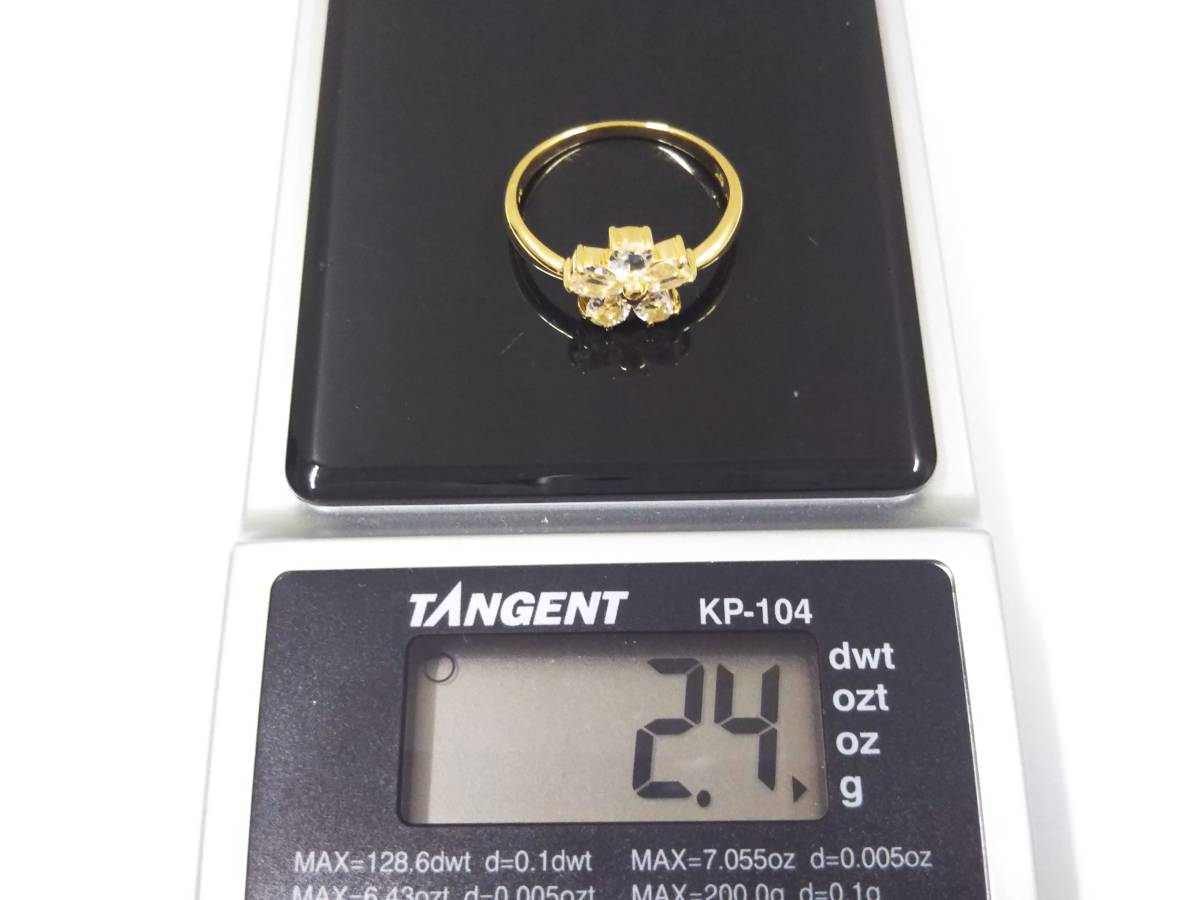 クリーニング済 K18 ゴールド リング 総重量約2.4g 約11号 花 デザイン ...