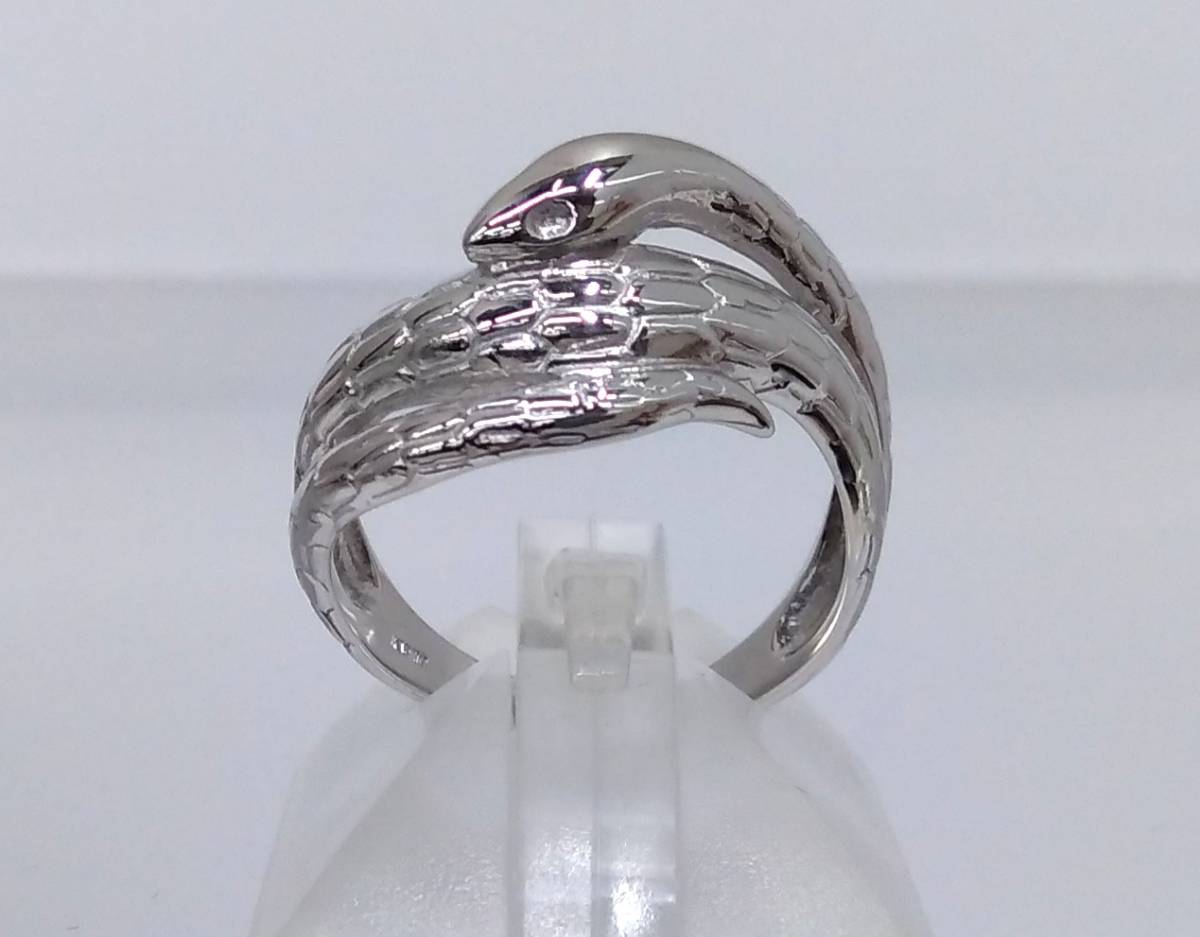 新品仕上げ済み】 K18WG 蛇モチーフ リング 15.5号 5.5g www