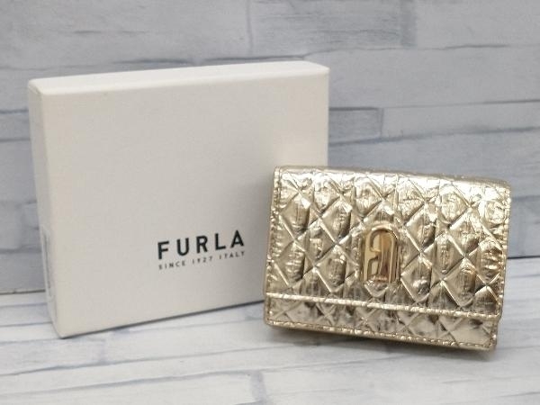 織り柄チェック 【極美品】FENDI 三つ折り財布 現行モデル シボ革 FF