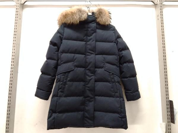 【美品】PYRENEX GRENOBLE FUR INT'L ファーフード付きダウンコート レディース サイズ40 ネイビー 参考定価121,000円 タグ付き_画像1