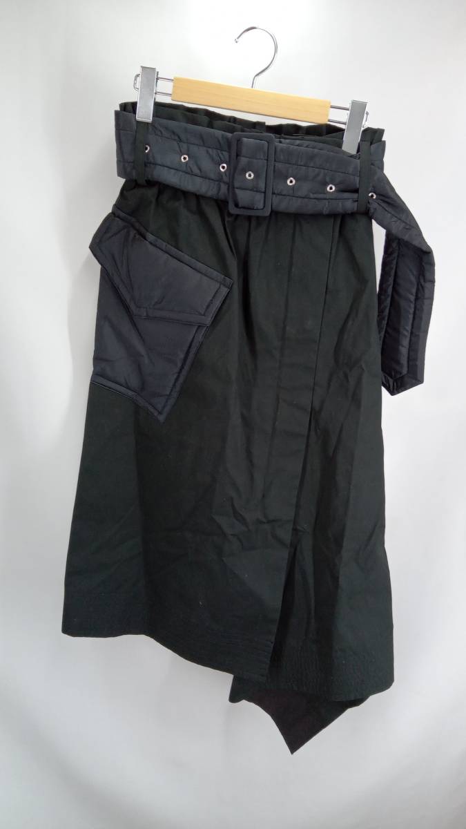 ★ sacai サカイ 4705 19-04705 コットン コーティング スカート サイズ1 ネイビー×ブラック 通年