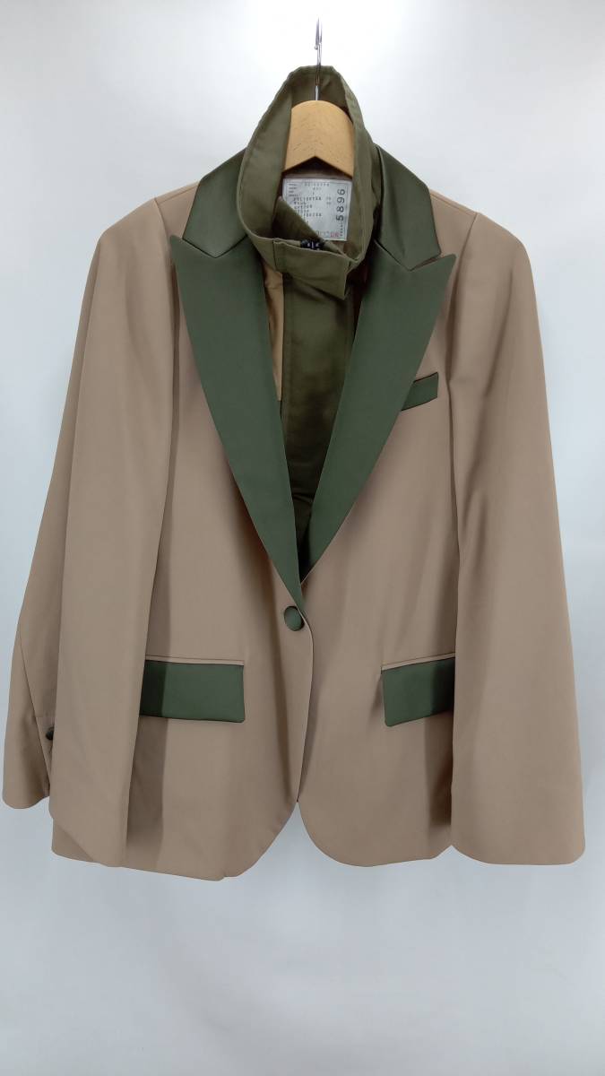 ☆ sacai サカイ 22-05896 Suiting mix cape テーラードジャケット