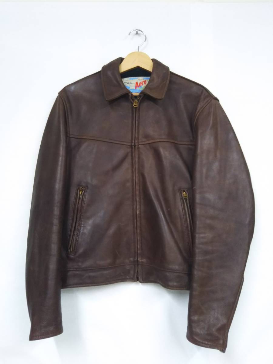 【数々のアワードを受賞】 Aero LEATHER エアロレザー レザージャケット ライダース steerhide 裏地ベロア ブラウン/サイズ:36 Sサイズ 【数々のアワードを受賞】 Aero LEATHER エアロレザー レザージャケット ライダース steerhide 裏地ベロア ブラウン/サイズ:36 Sサイズ