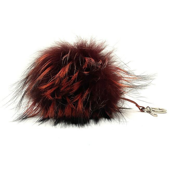  Fendi key holder bag bagz bordeaux red beige silver Monstar 7AR683 beautiful goods fur 