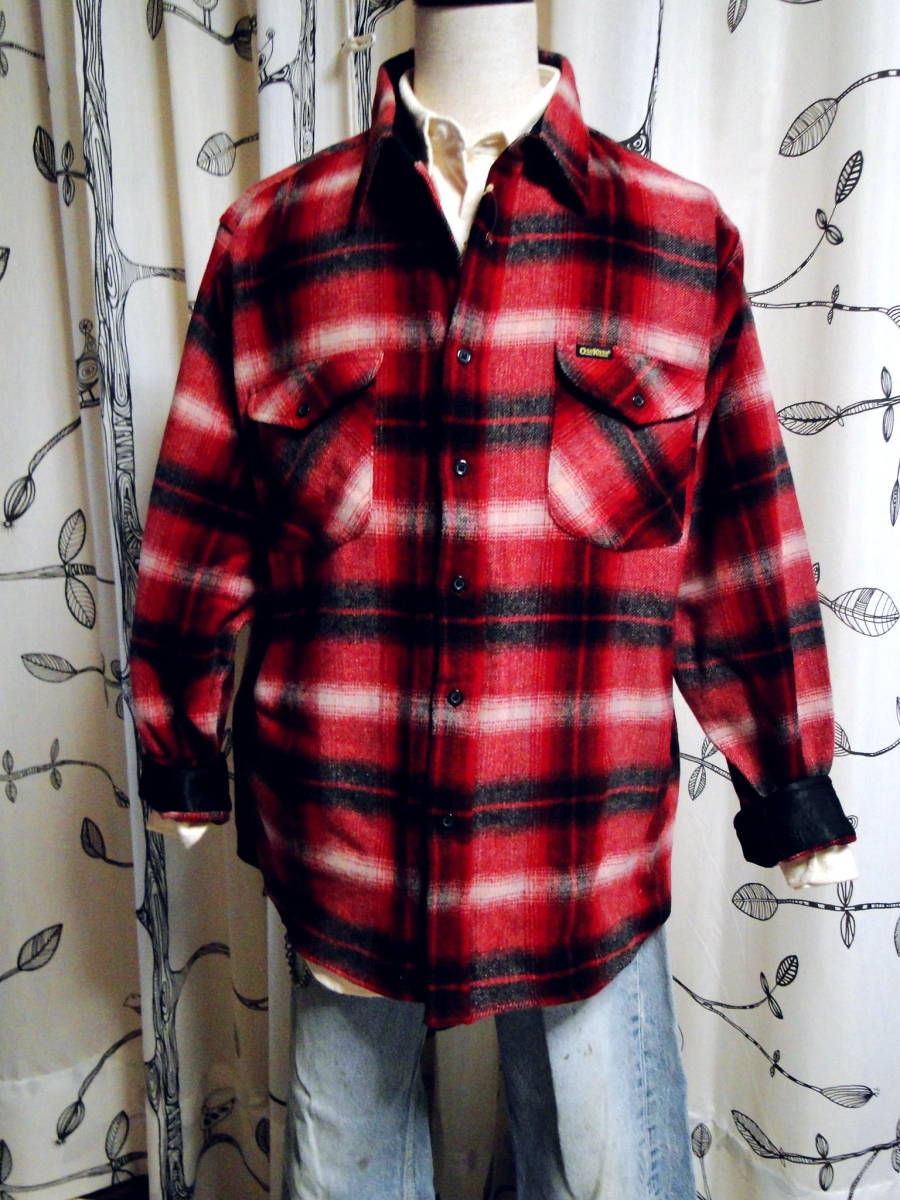 90's OSHKOSH オンブレチェック オシュコシュ XL-SIZE ウール ワークシャツ デッドストック ・送料込_画像1