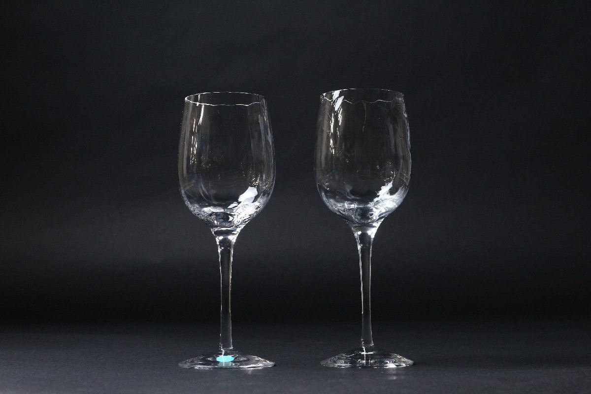 ティファニー ワイングラス 2客 ペア 箱付き / Tiffany&co ペア ワイングラス スウェーデン製の画像1