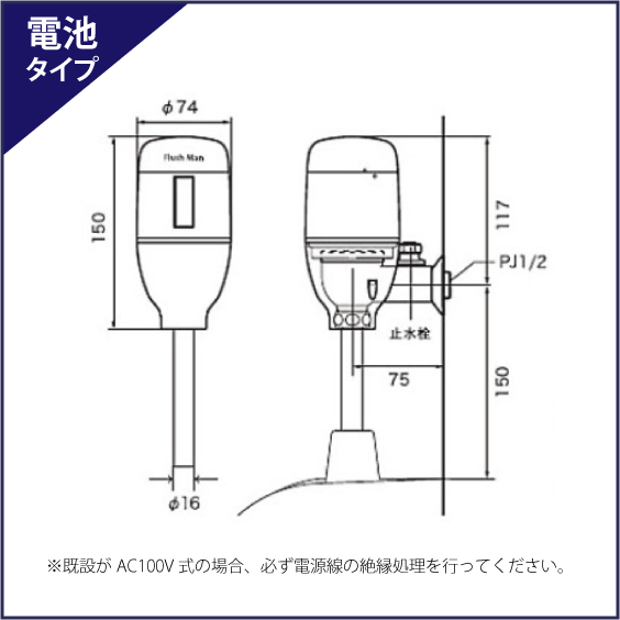 ミナミサワ FM6IW3-S INAX AMU-200/201シリーズ用 壁埋め込み改装用小便器センサー フラッシュマン リカバリー1 電池タイプ_画像7