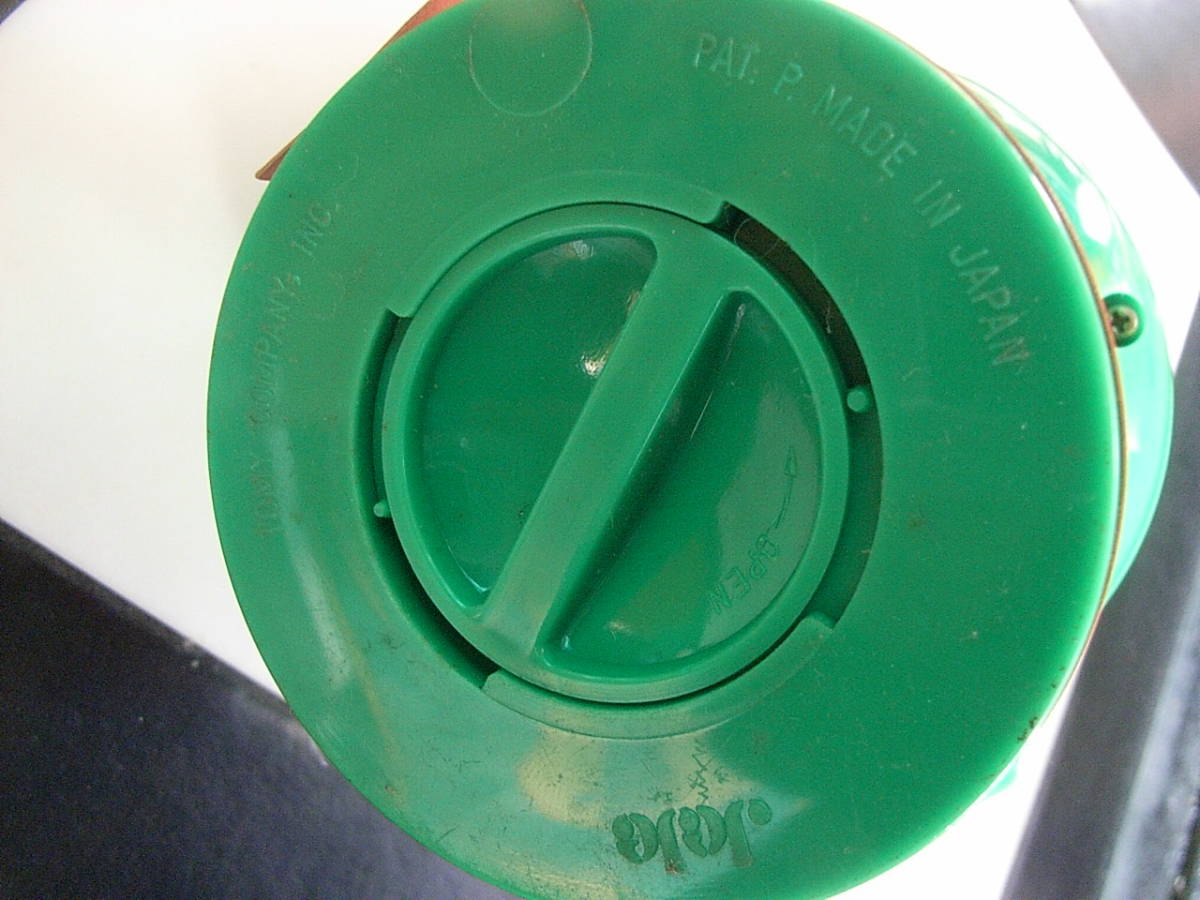 昭和レトロ パックマン TOMY FANCY JeJe Made in Japan 日本製 からくり貯金箱 帯付 緑の画像5