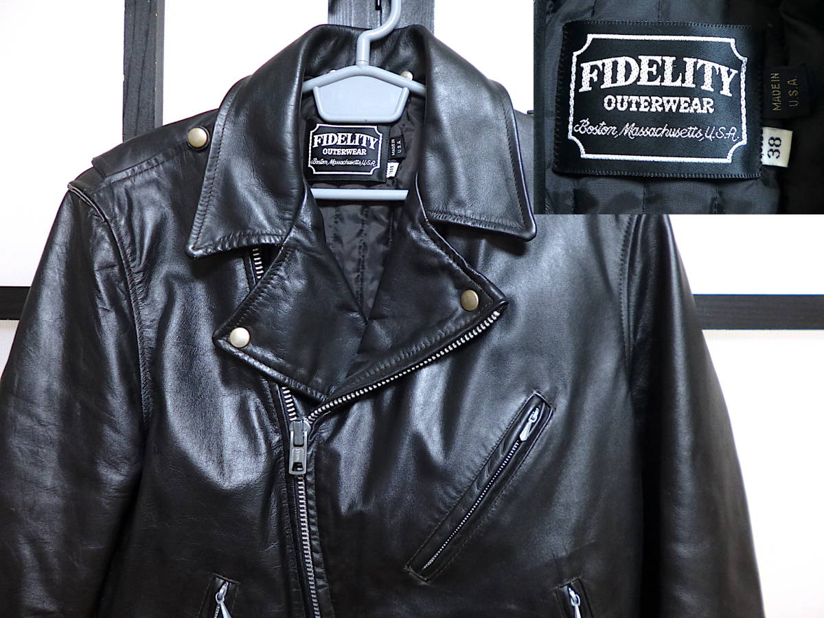 フィデリティ レザー ライダース ジャケット ダブル USA製 / FIDELITY Leather Riders Jacket アメリカ製_画像1