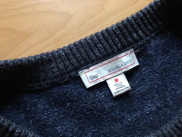  excellent GAP Gap knitted sweater long sleeve navy blue ... navy cotton cotton 100% men's size M