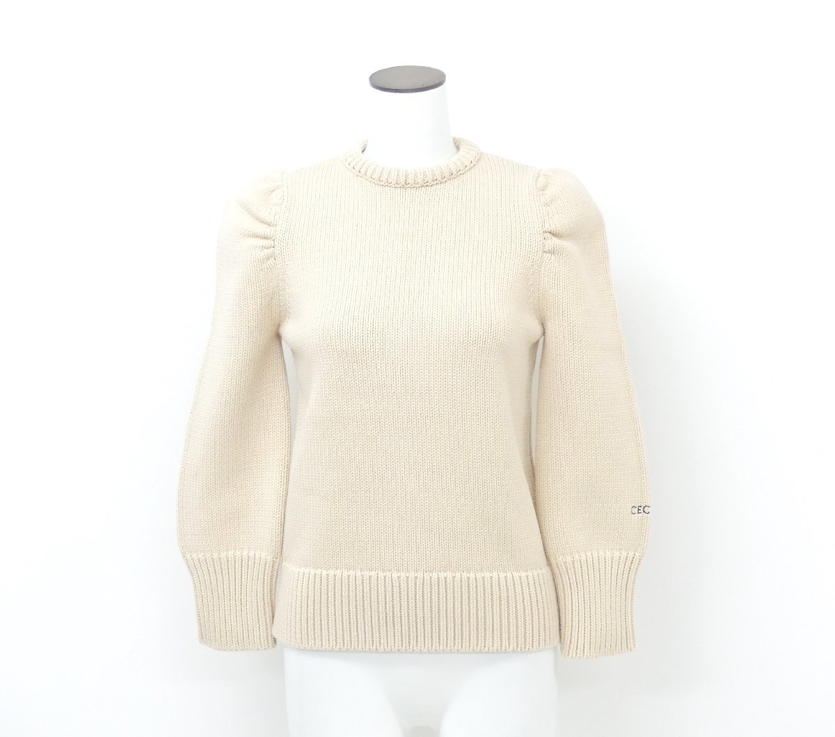 St.cecilia セントセシリア コットンパフスリーブニット S バニラ Girlish しっかりした厚手のニットなのでシルエットがきれい♪_画像3