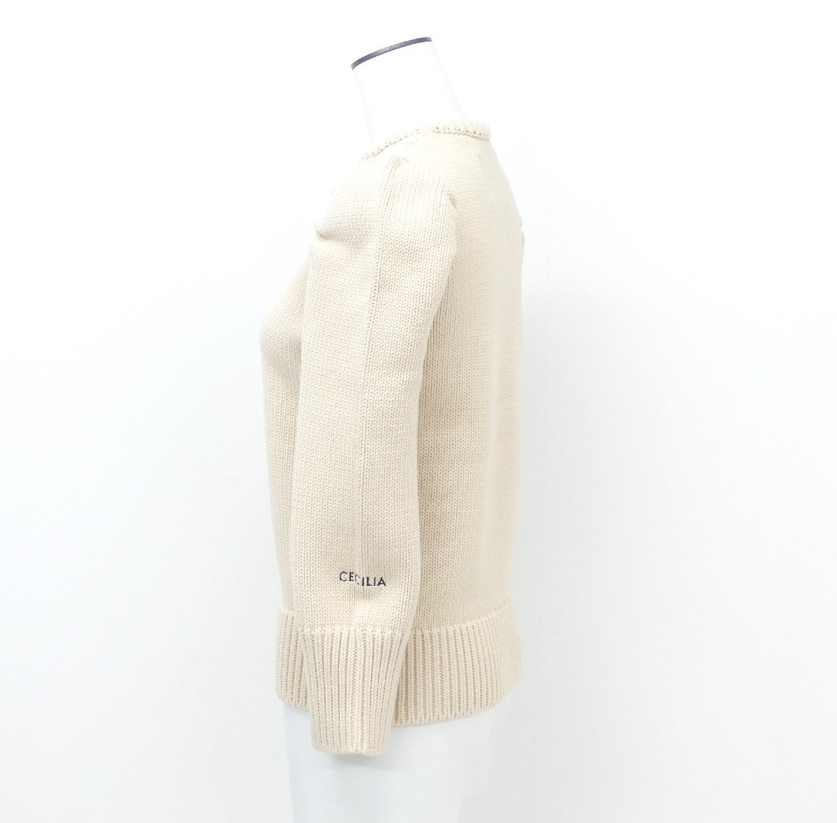 St.cecilia セントセシリア コットンパフスリーブニット S バニラ Girlish しっかりした厚手のニットなのでシルエットがきれい♪_画像4