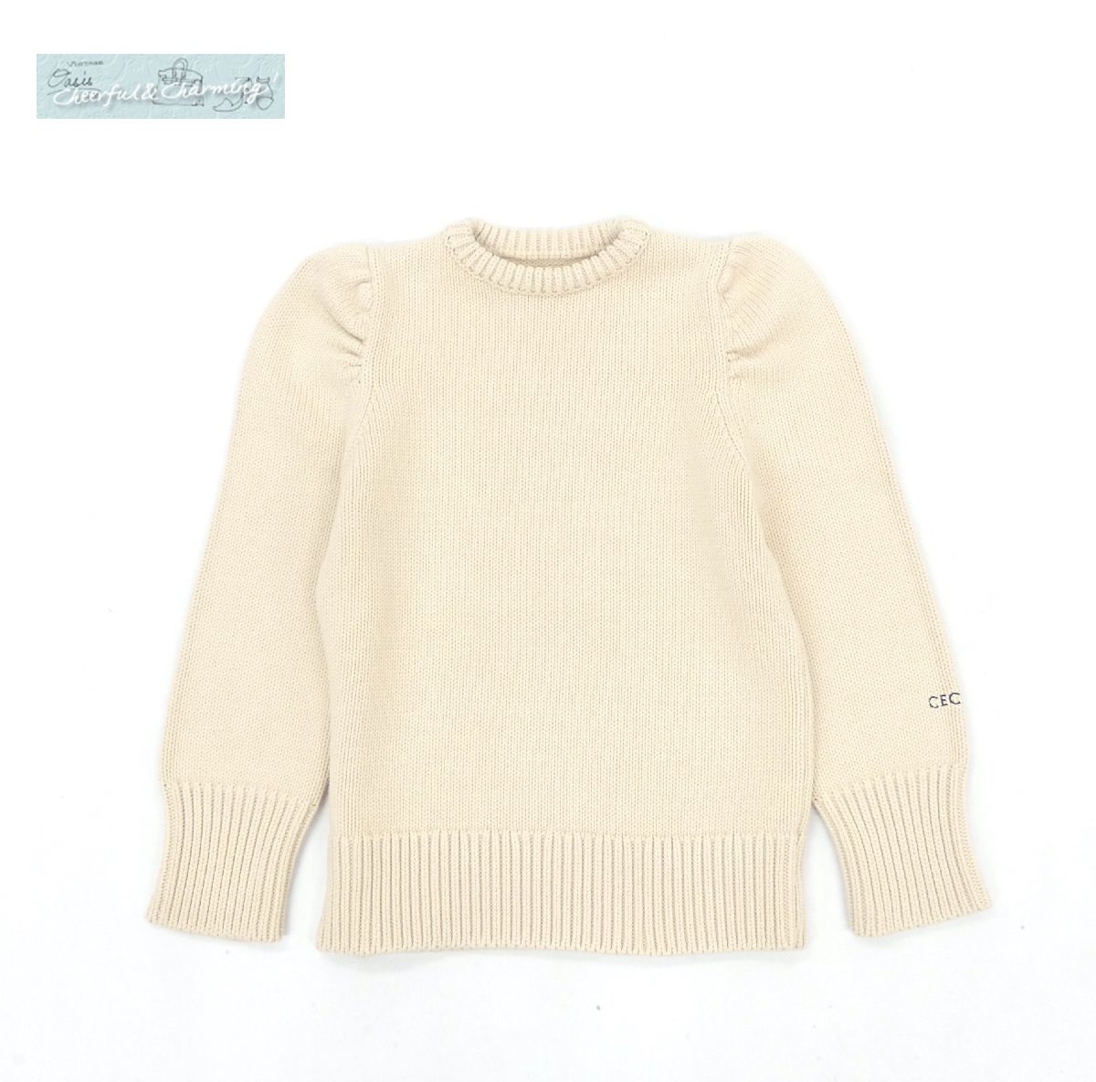 St.cecilia セントセシリア コットンパフスリーブニット S バニラ Girlish しっかりした厚手のニットなのでシルエットがきれい♪_画像1