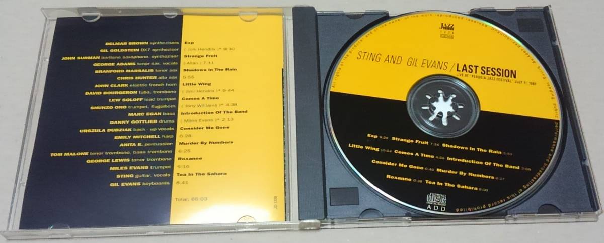 [CD]STING AND GIL EVANS / LAST SESSION# Италия запись /JD 1228# стойка ng* and *giru* Evans 