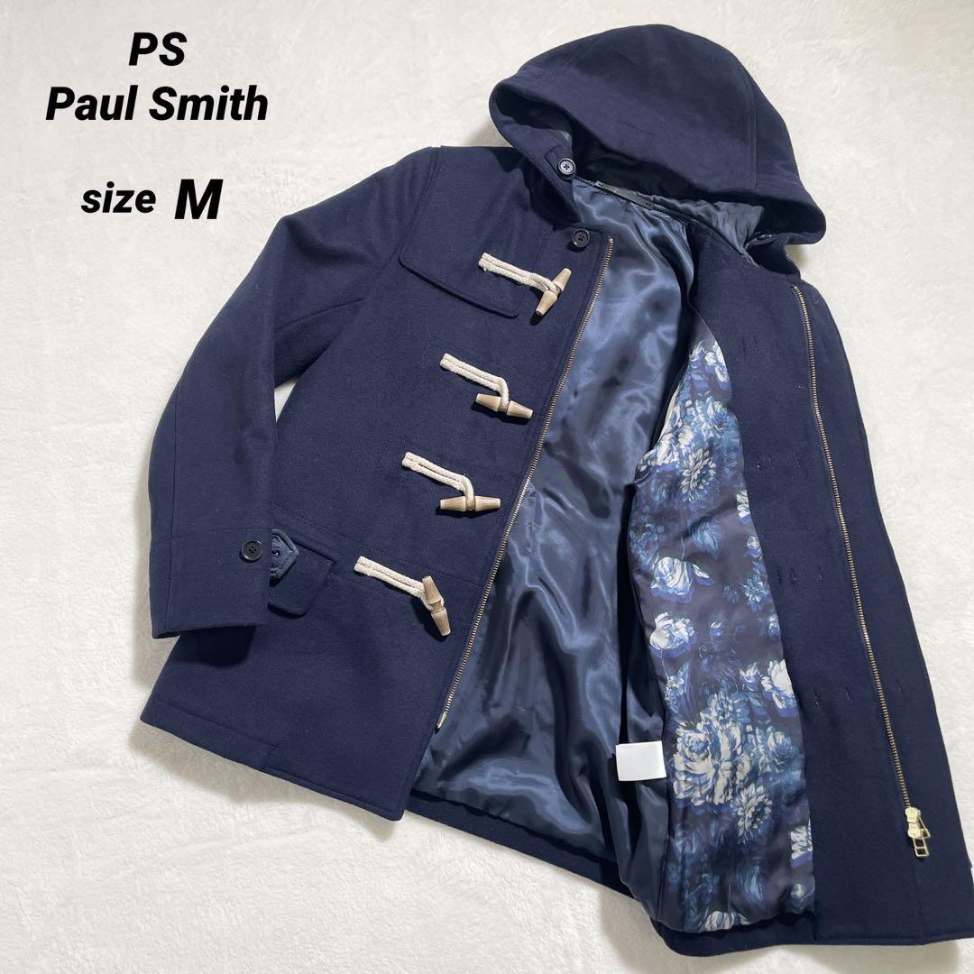 Paul Smith ポールスミス ダッフルコート ショートコート 裏地花柄 ウール フード ネイビー Mサイズ