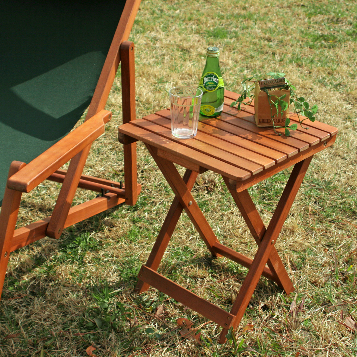 ガーデンテーブル サイドテーブル 折り畳み式 ブラウン【新品】【送料無料(一部を除く)】