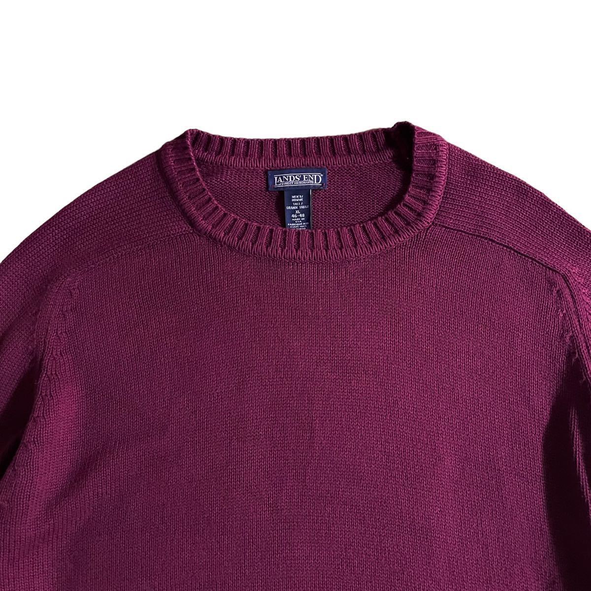 名作【90s USA製 LANDS' END DRIFTER SWEATER コットンニット セーター XL】ドリフター ランズエンド ビンテージ  レアカラー 古着