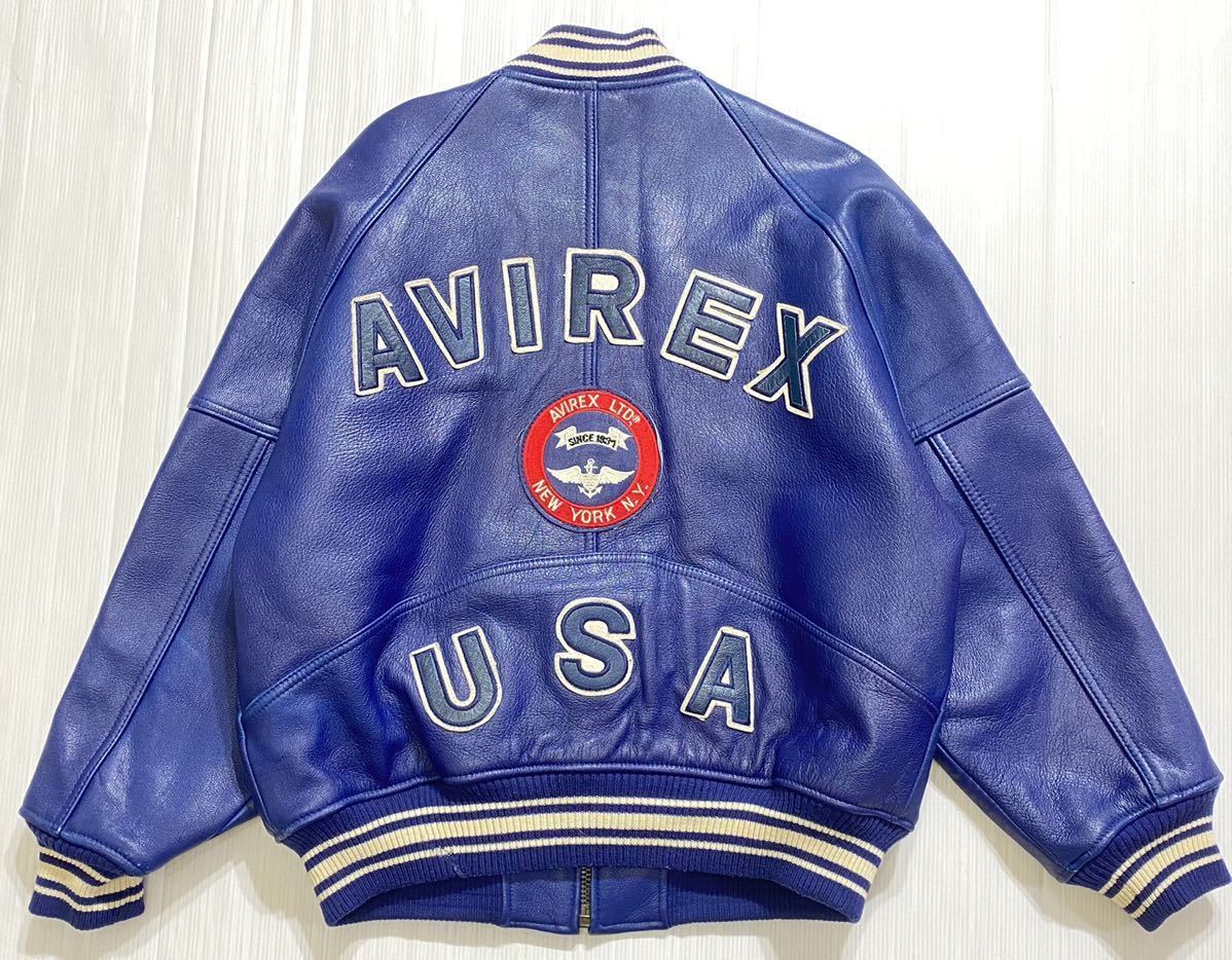 □ AVIREX アヴィレックス □ 上質 本革 牛革 レザー バック ビッグ