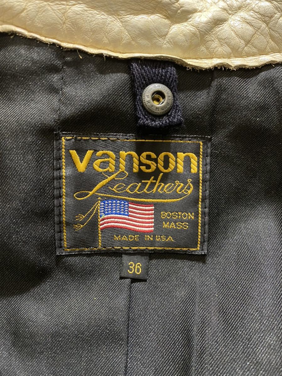 USA製 □ VANSON バンソン □ 上質 本革 レザー 牛革 スタンドカラー