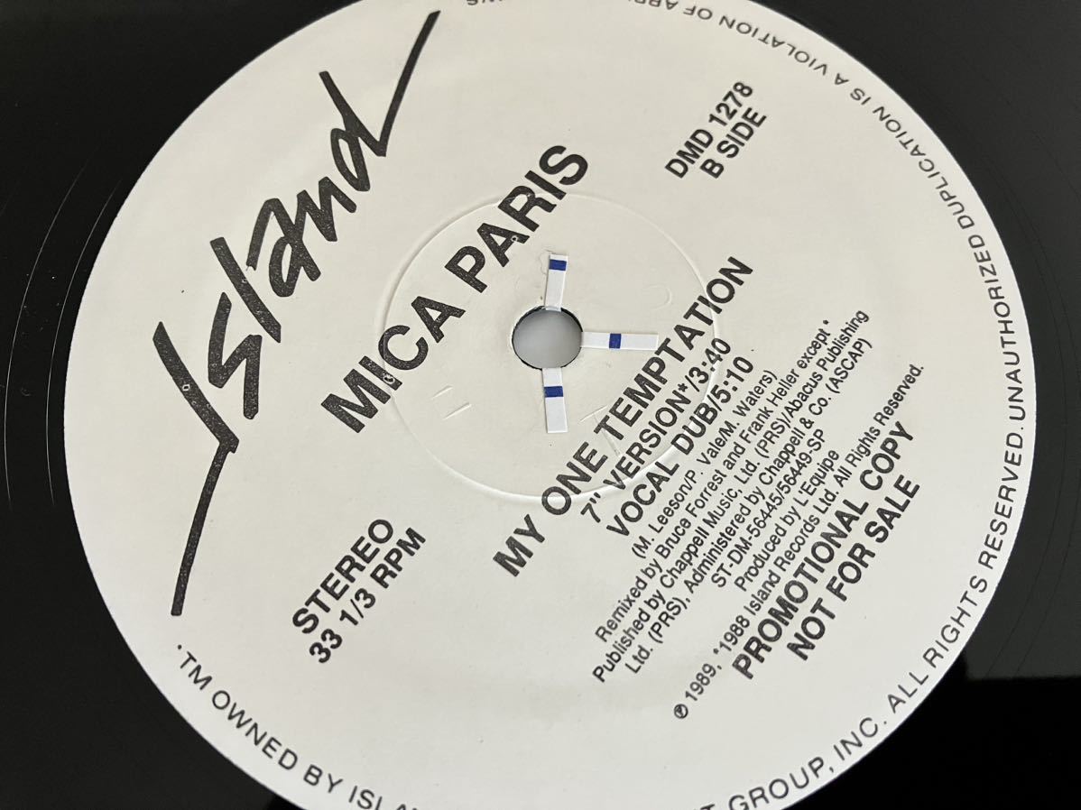 【非売品プロモ】MICA PARIS / My One Temptation 4トラック12inch ISLAND US 0-96584 89年シングル,12Ver,Bonus Beats,7Ver,Vocal Dub,_画像7