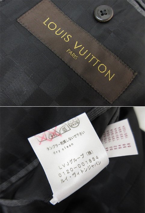 ■美品 【ルイヴィトン LOUIS VUITTON】 シングル 2ボタン スーツ (メンズ) size50 グレー系 チェック柄 イタリア製★27HR2158_画像10