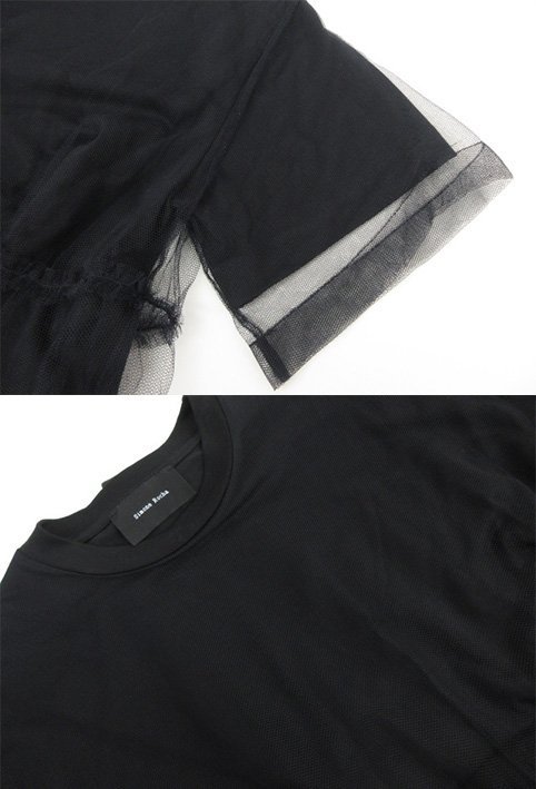 ■超美品 【シモーネロシャ Simone Rocha】 チュール×レース装飾 半袖ワンピース (レディース) sizeXS ブラック ★18LO3032★_画像9