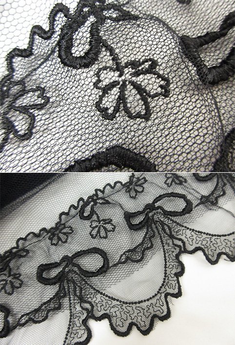 ■超美品 【シモーネロシャ Simone Rocha】 チュール×レース装飾 半袖ワンピース (レディース) sizeXS ブラック ★18LO3032★_画像8