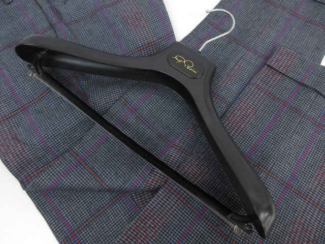 ■超美品 【ガブリエレパジーニ】 リネン100% 3ボタン段返り 3ピーススーツ (メンズ) size48 グレー系 チェック織柄 ★27HR2229_画像3