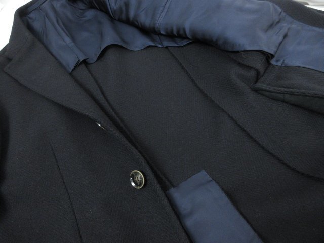 ■超美品【リングヂャケット RING JACKET】RT014F12X 肉厚生地 チェスターコート (メンズ) size42 ネイビー系 織柄 ★17HR2263★_画像9