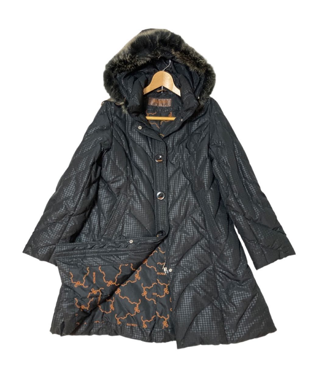 美品】BALMAIN 最高級バルマン ロングダウンコート 3way ブルー