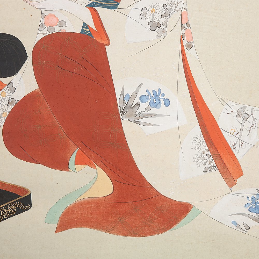 掛軸 井上精香 立姿美人図 落款あり 芸妓 美人画 軸先陶器 彩色画 Yahoo!オークション - 【五】井上精香 美人図 絹本 彩色 真作 掛軸