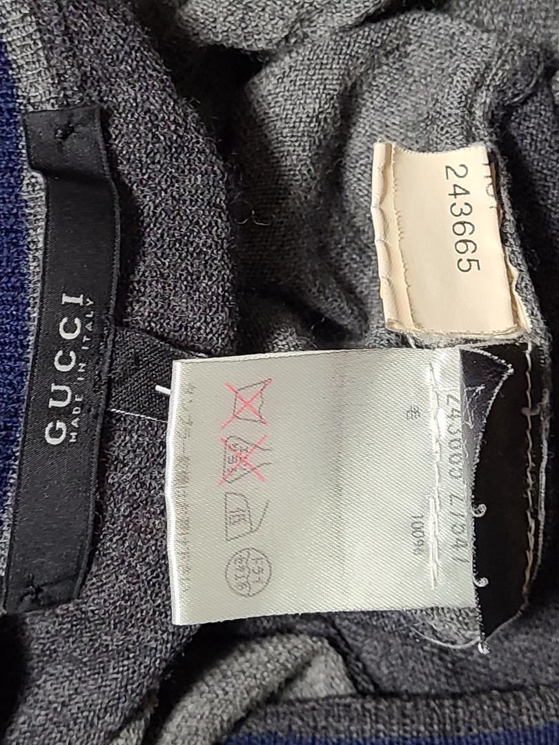 メーカー直送】 グッチ GUCCI イタリア製 グレー 毛 長袖 Ⅴネック