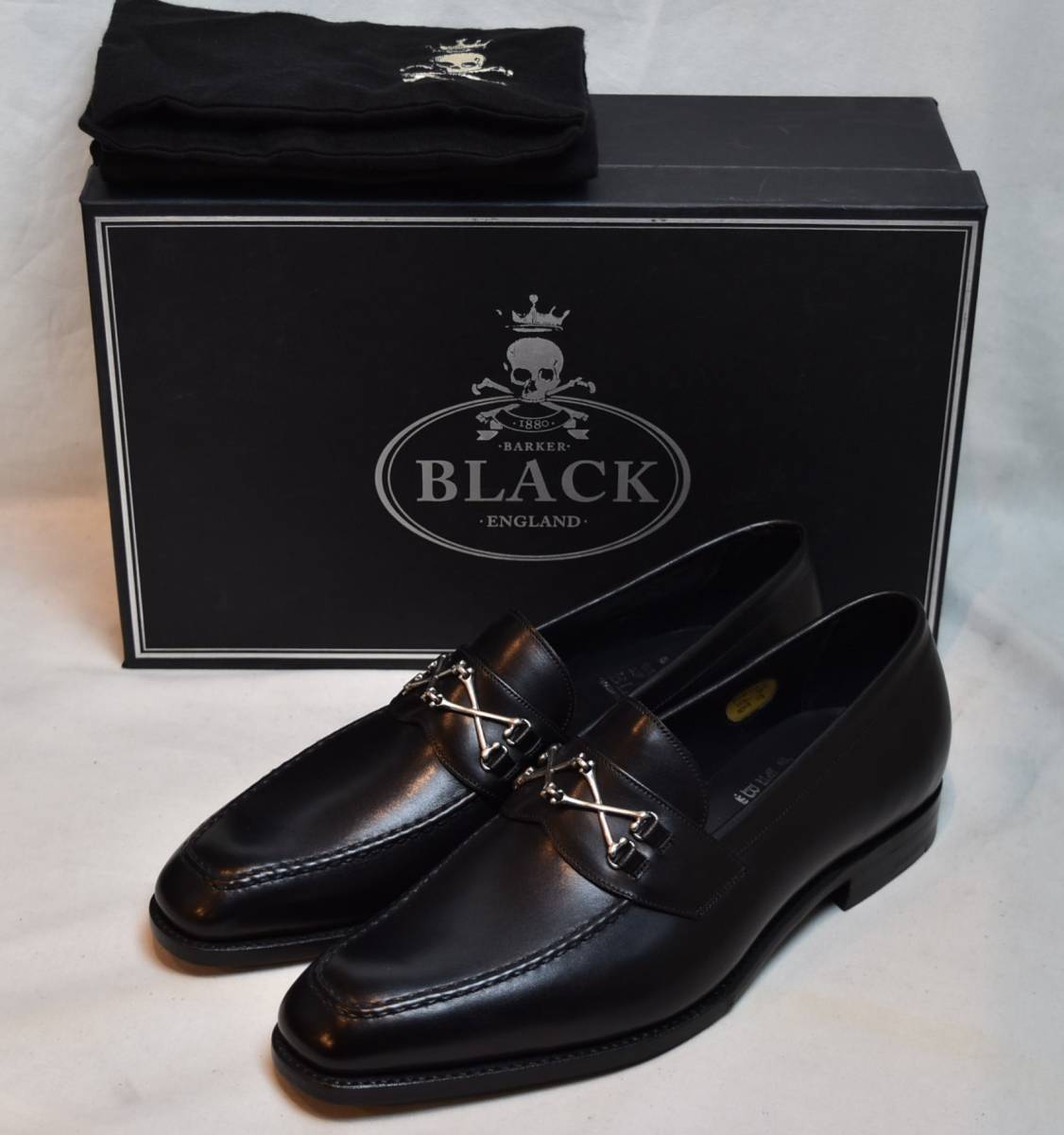 BARKER BLACK Barker черный седло Loafer MO140/WOLFE чёрный машина fUK8.5 27cm соответствует не использовался товар Англия производства 