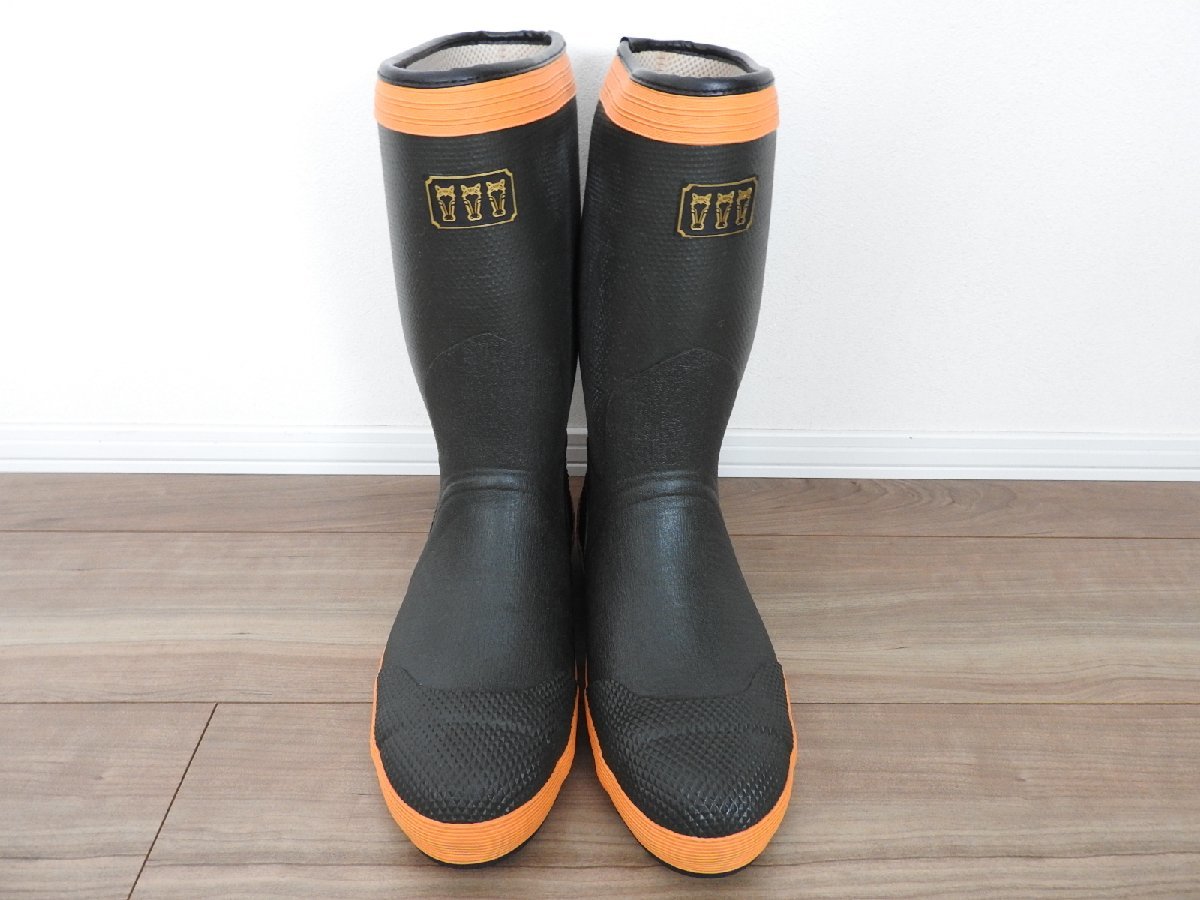 ** free shipping / unused rubber boots mitsu horse MITSUUMA agriculture work protection against cold rain shoes khaki orange 26.0cm EEE **
