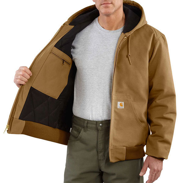 Carhartt (カーハート) US フードジャケット (J140) DUCK QUILTED FLANNEL-LINED ACTIVE JAC Carhartt Brown ブラウン (M)_画像6