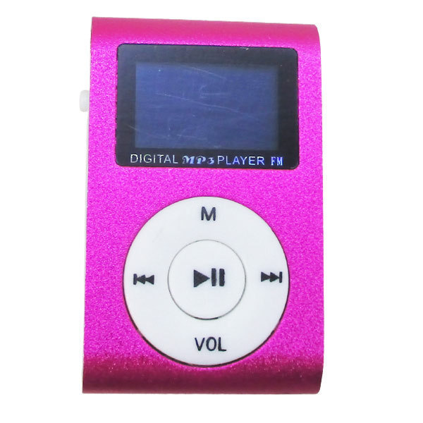 同梱可能 MP3プレーヤー アルミ LCDスクリーン付き クリップ microSD式 MP3プレイヤー ピンクｘ１台_画像2