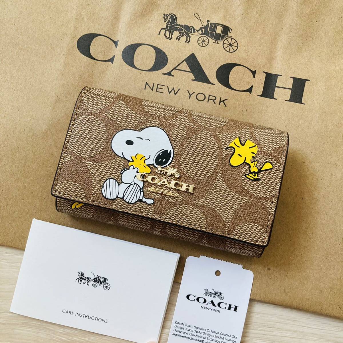 COACH  5連キーケース  シグネチャ　ネイビー　キーリング