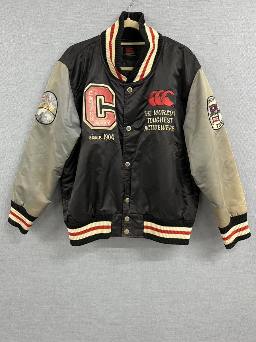 スイーツ柄 ブルー 希少品 Canterbury カンタベリー 袖革スタジャン