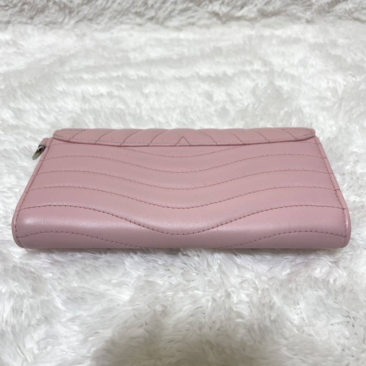 【セレブ御用達】LOUIS VUITTON ルイヴィトン 長財布 ニューウェーブ New Wave Wallet ピンク ストラップ付き ロゴ金具 M63298 レディース_画像3