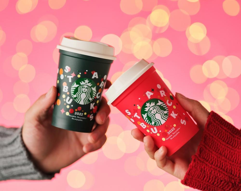 限定！新品　２個セット　赤色　リユーザブルカップ　２０２２　STARBUCKS スターバックス　ホリデー　エコ　エコタンブラー_画像2