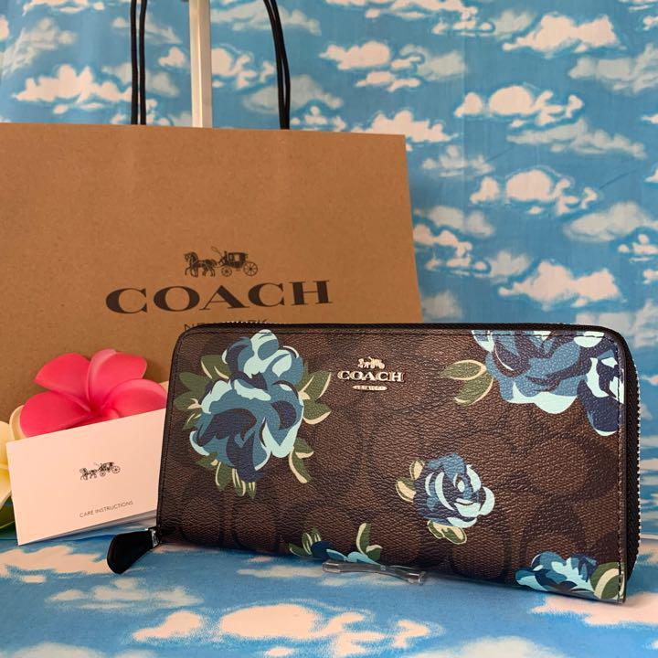 人気海外一番 COACH コーチ 長財布 ブルー 新品 アウトレット i9tmg.com.br