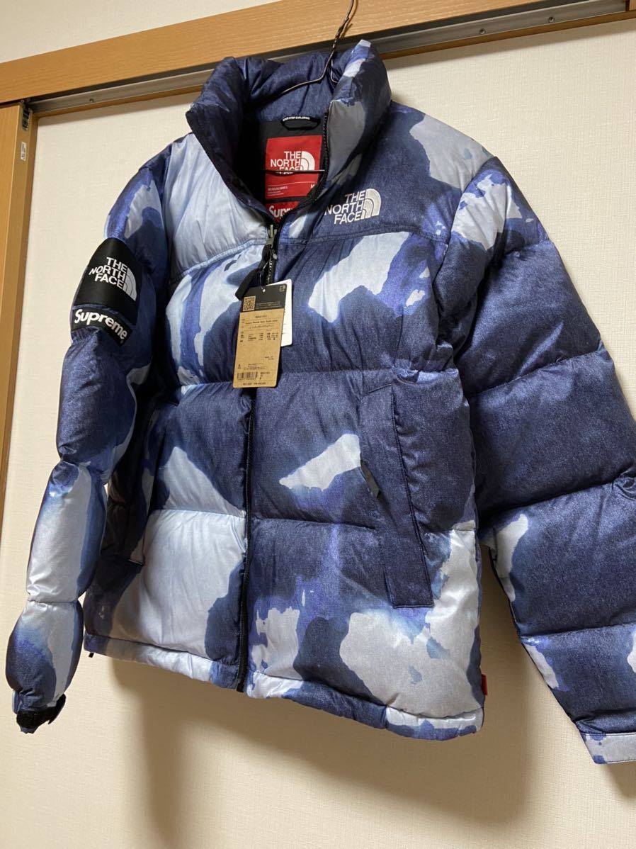 新品未使用品 Supreme×The North Face☆Bleached Denim Print Nuptse