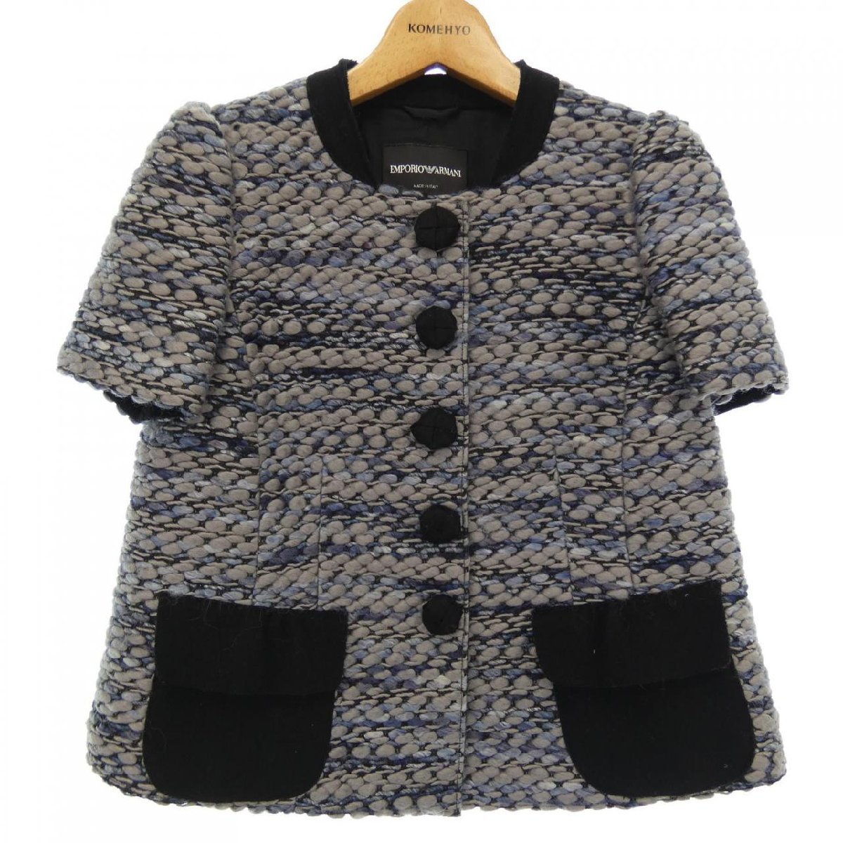 美品 EMPORIO ARMANI ノーカラー レースジャケット シースルー | daspi.ro